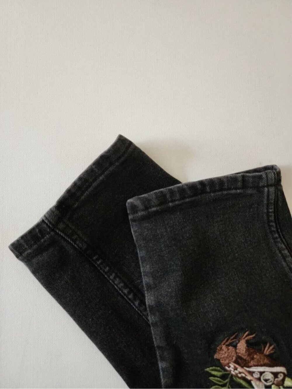 Hot Topic Mushroom Forest Creature Embroidered High Rise Mom Jeans - Picture 9 of 10